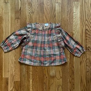 J. Crew holiday long sleeve plaid blouse Size XS (4/5)